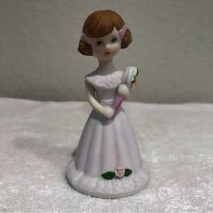 Growing Up Age 5 Birthday Girls Brunette Porcelain Figurine 1982 Vtg